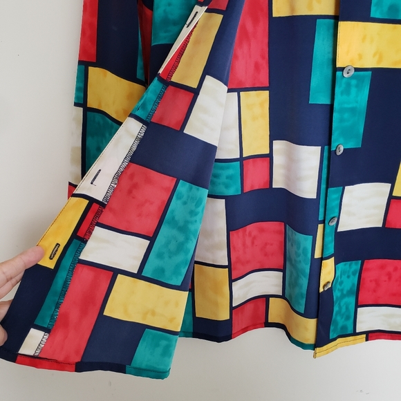 Notations Petite Colorful Square Print Blouse - Picture 7 of 10